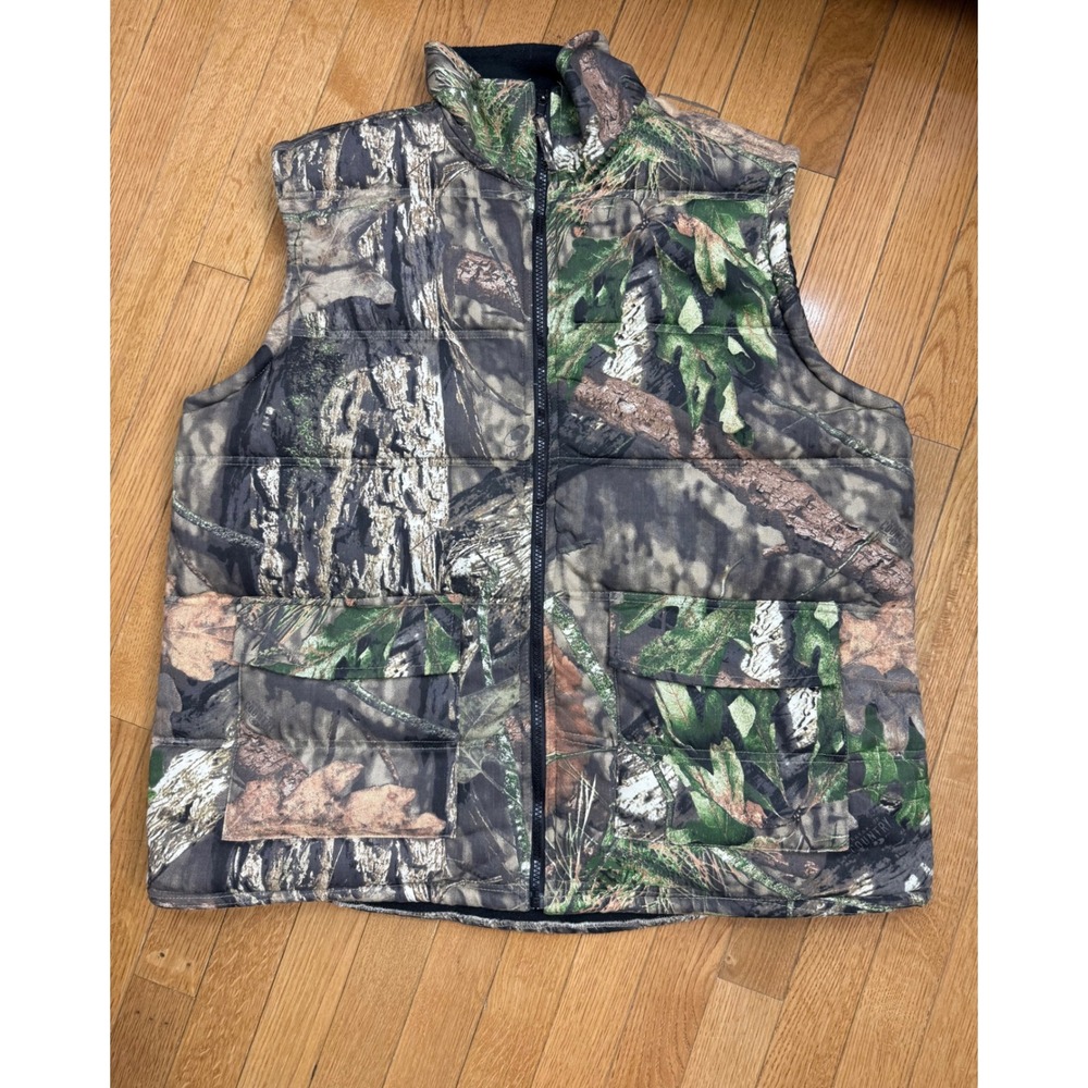 Tallwoods Elementwear Mens Mossy Oak Camo Puffer Vest Fleece Lined Full Zip M‎